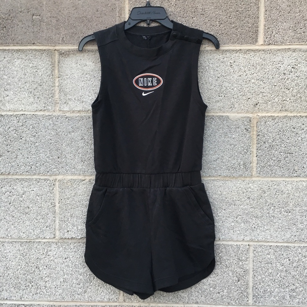 Nike Sportswear Black Varsity Romper Womens Size Small XS CZ9844-010 Athleisure